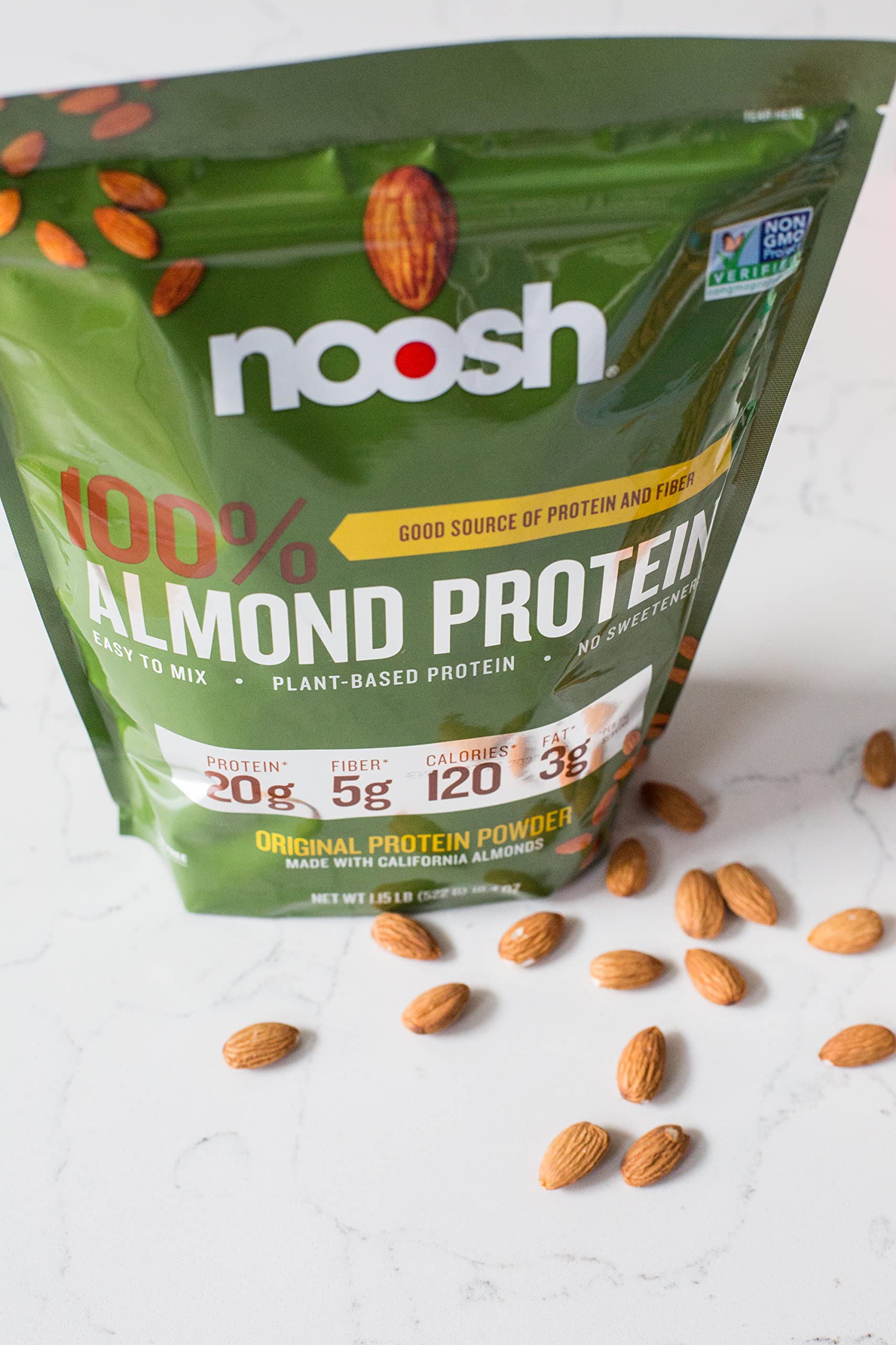 NOOSH certification badges indicate vegan gluten-free non-GMO status