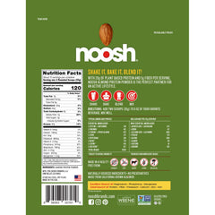 NOOSH almond protein powder scoop shows easy 20g servings