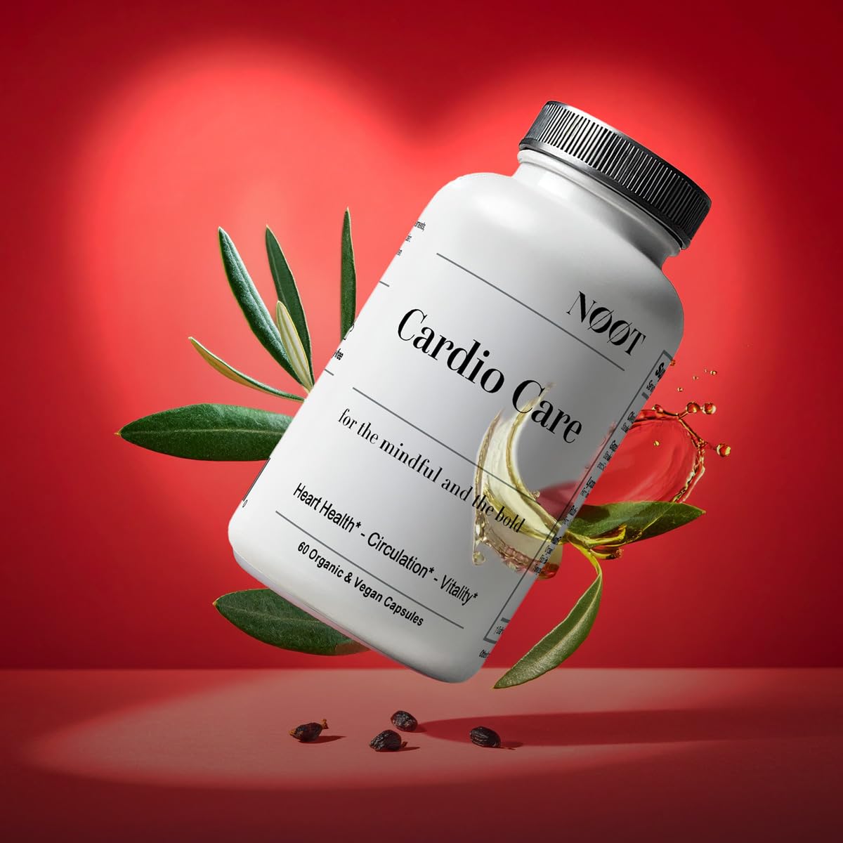 NØØT Cardio Care packaging on shelf emphasizes 60 capsules for daily use.