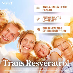 NOOT Trans-Resveratrol capsules closeup highlights easy-to-swallow daily capsules.