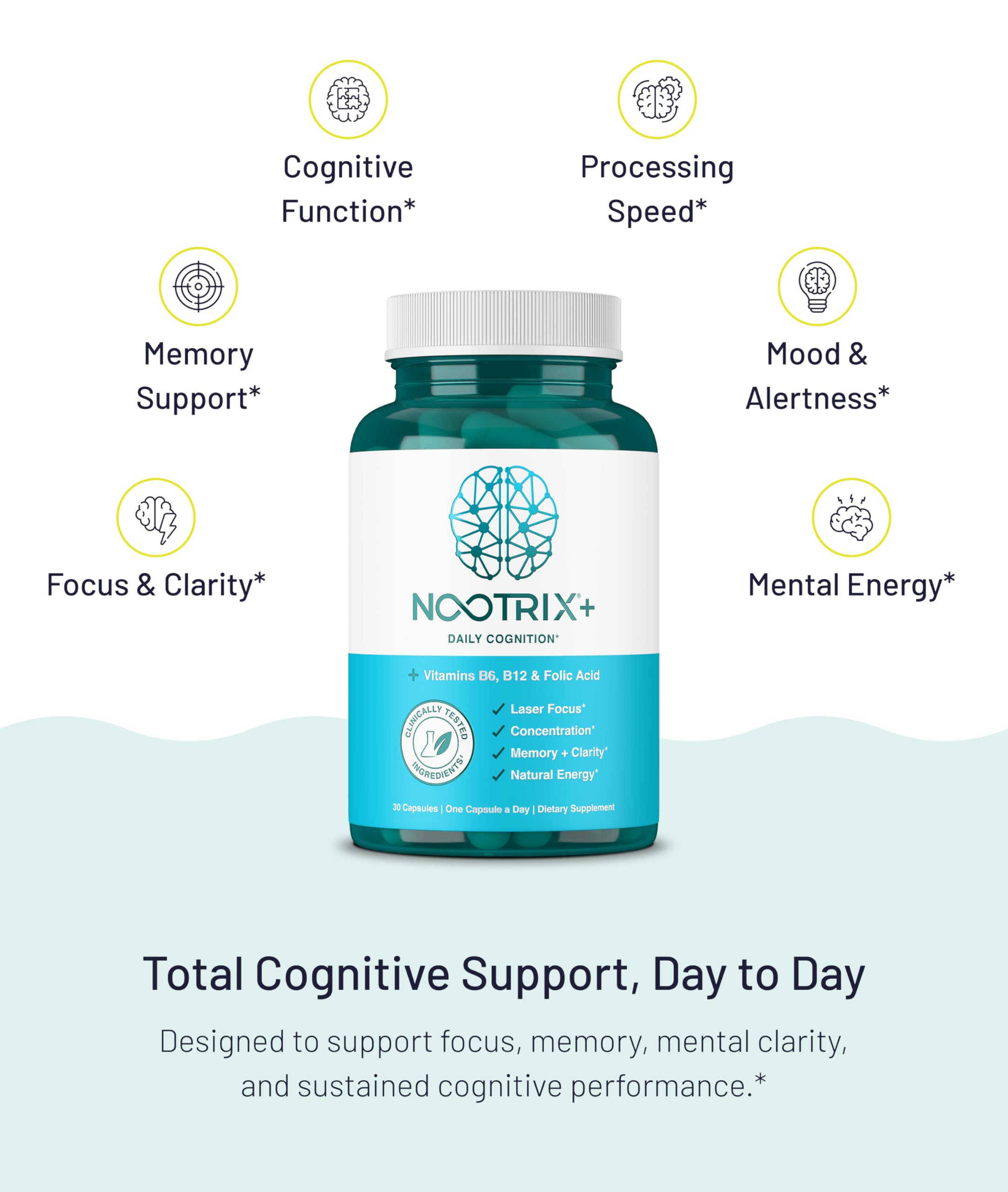 Nootrix Brain Plus premium packaging, vegetarian and gluten-free.