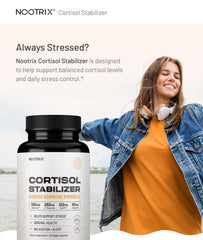 Label close-up on Nootrix Cortisol Manager highlighting key ingredients.