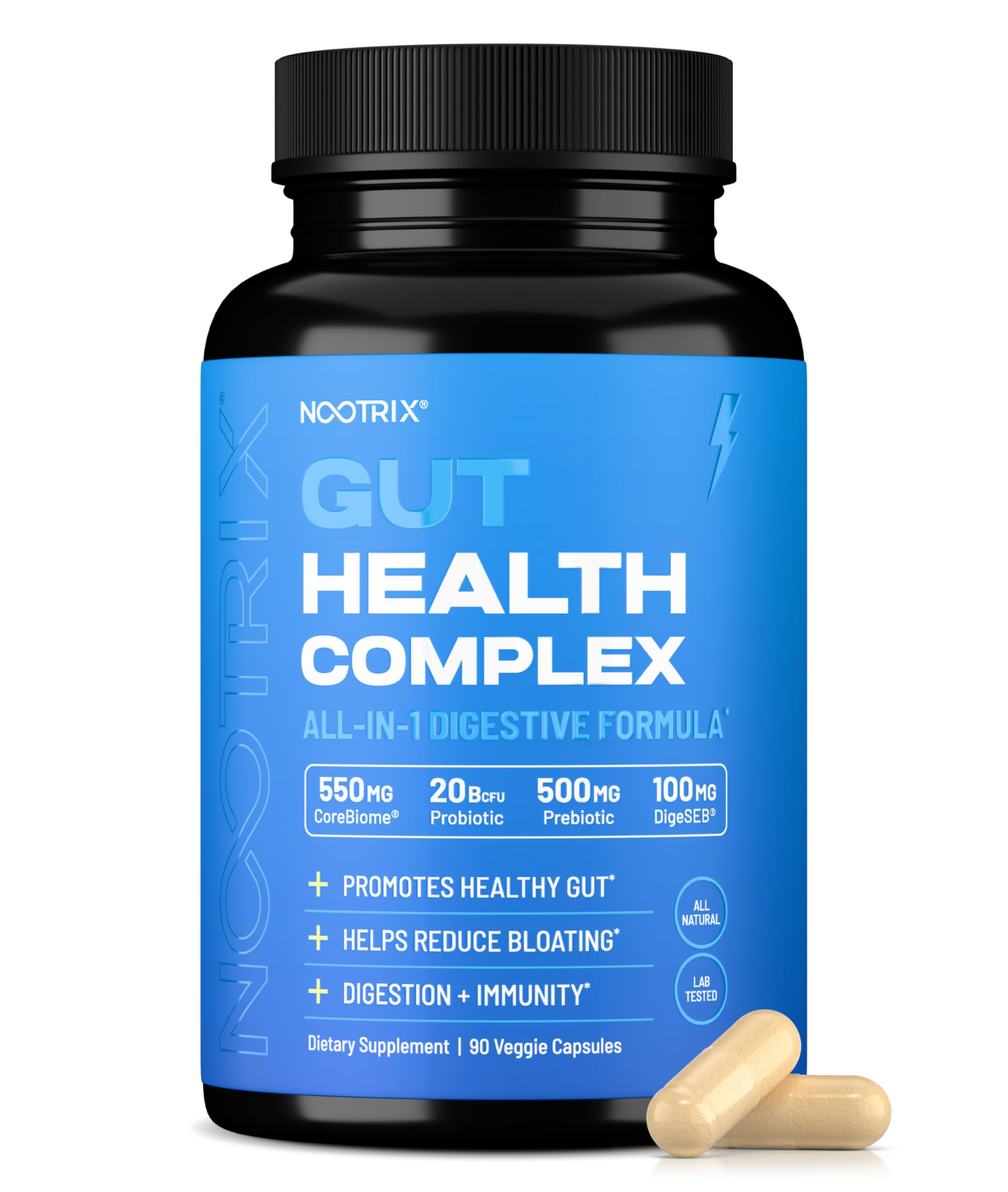 Nootrix Health Complex bottle front showing digestive support benefits