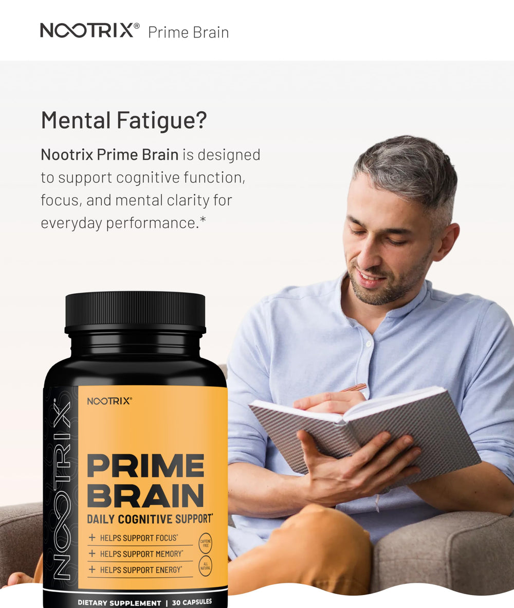 Nootrix Prime Brain bottle front view prepared for daily cognitive support.