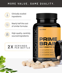 Nootrix Prime Brain label detail showing key ingredients for cognitive support.