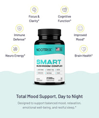 Nootrix Smart Mushrooms organic farm seal signals pure sourcing.