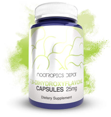Nootropics Depot 7,8-Dihydroxyflavone capsules bottle front, easy daily brain support.