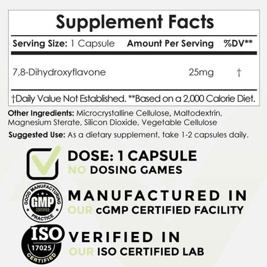 Nootropics Depot 7,8-DHF capsules close-up for focus support.