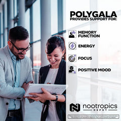 Nootropics Depot adaptogen bottle suggesting mood balance during busy days.