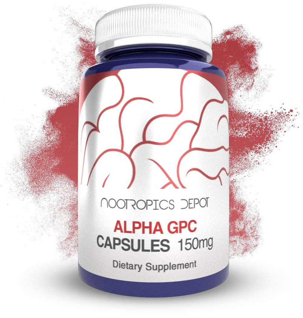 Nootropics Depot Alpha GPC capsules bottle front view for cognitive support