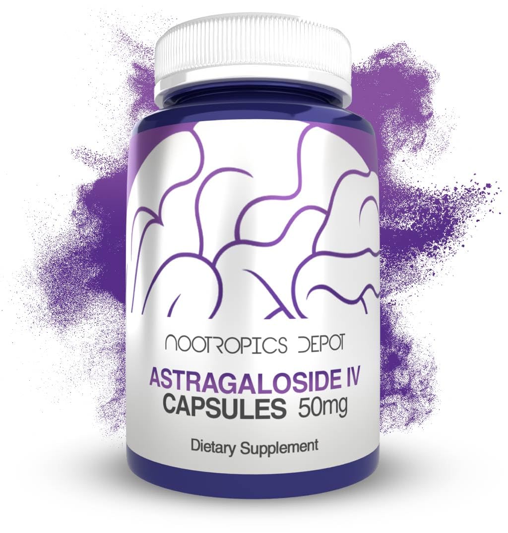 Nootropics Depot Astragaloside IV Capsules label highlighting standardized Astragaloside IV for cognitive support
