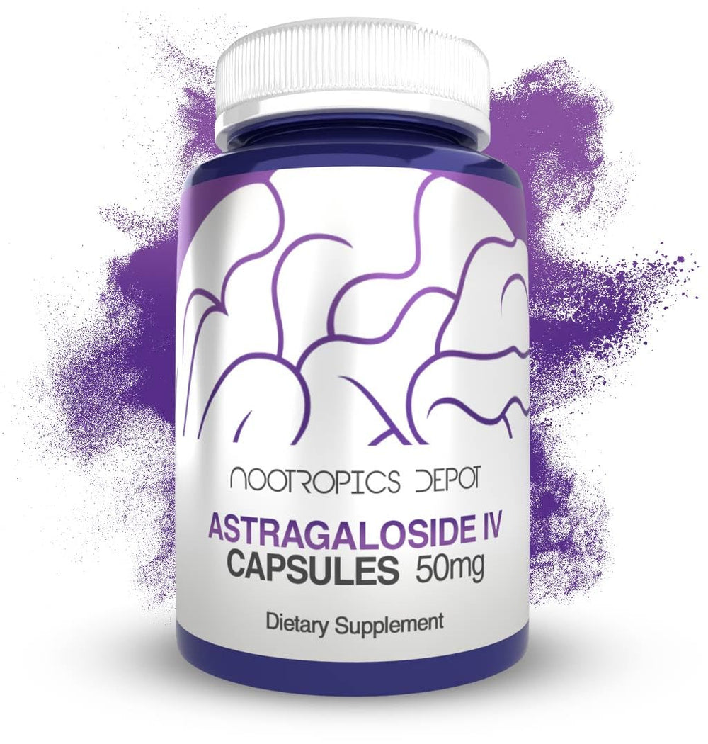 Nootropics Depot Astragaloside IV Capsules label highlighting standardized Astragaloside IV for cognitive support