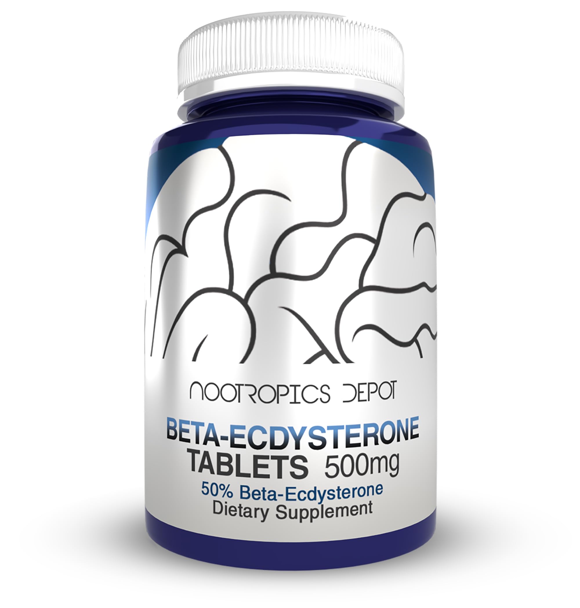 Nootropics Depot Beta Ecdysterone bottle front image showing 50% extract for potential performance support.