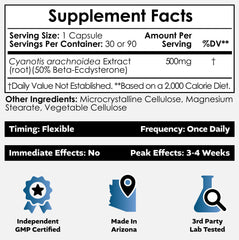Lab-verified 50% Beta-Ecdysterone claim on the Nootropics Depot label.