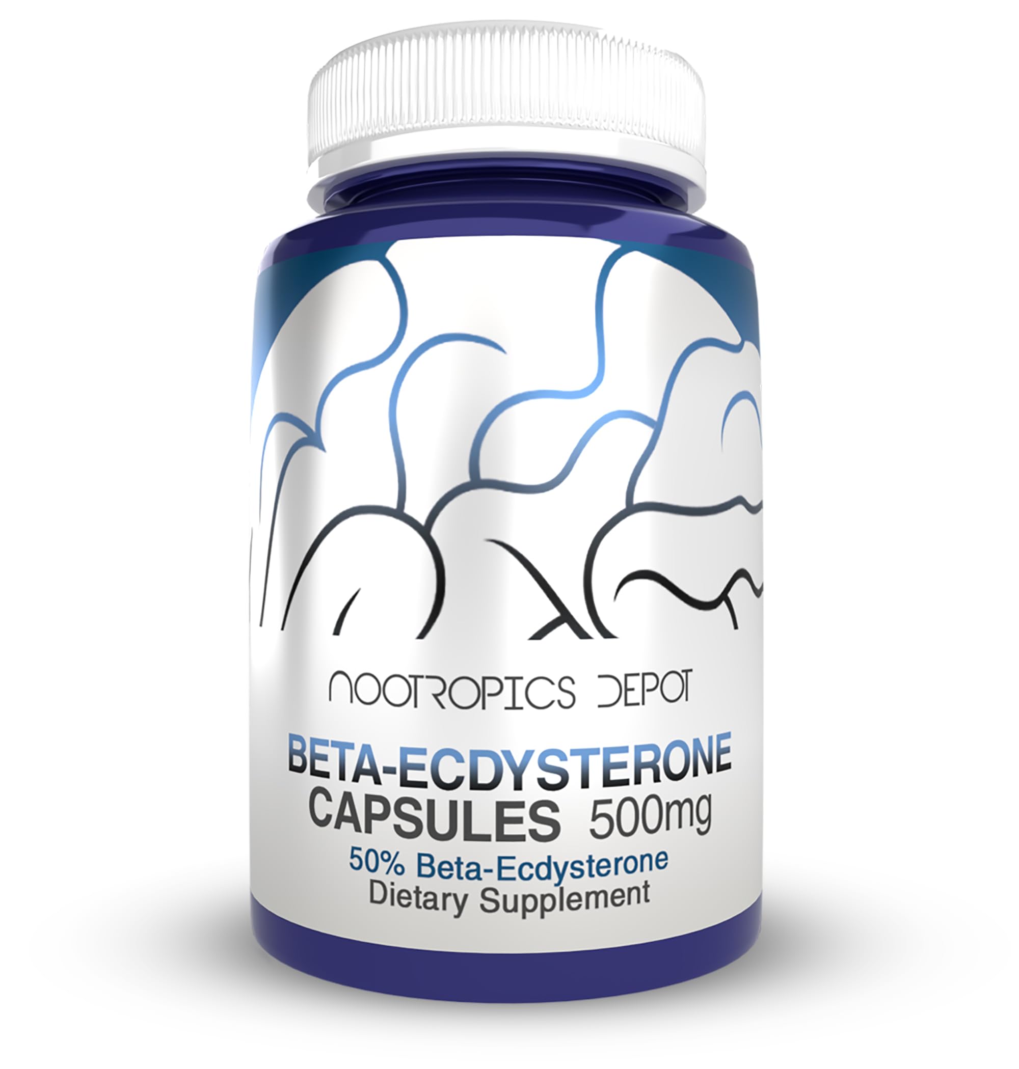 Nootropics Depot Beta Ecdysterone tablets side view showing uniform size for dosing.