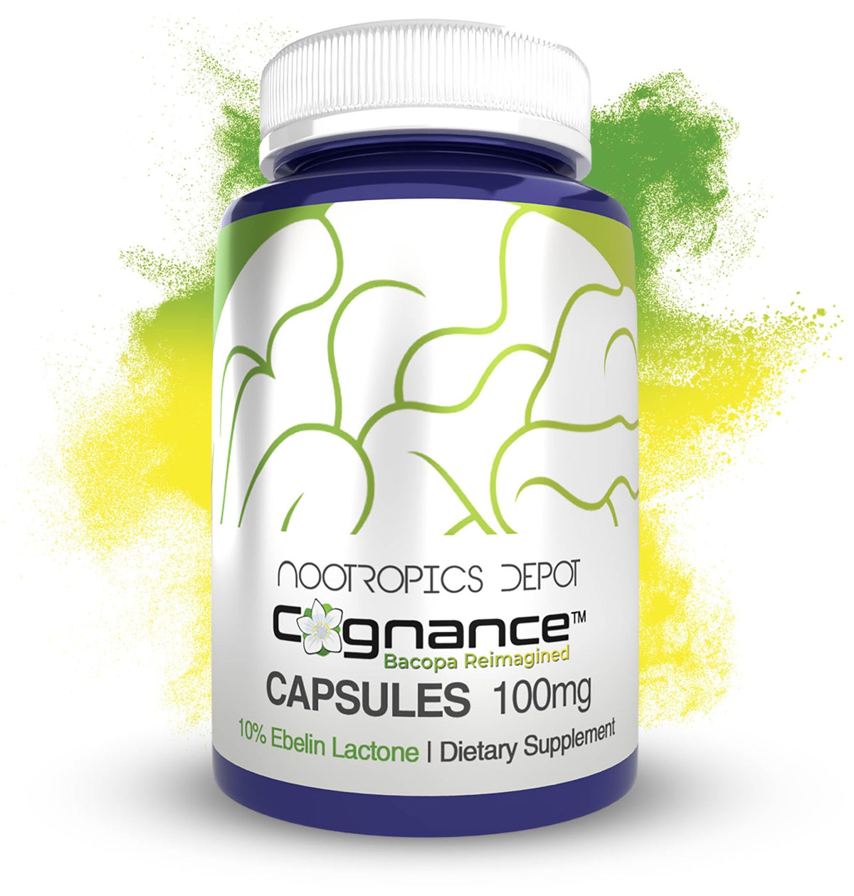 Nootropics Depot Cognance enhanced bacopa capsules front view for easy daily dosing