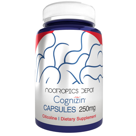 Nootropics Depot Cognizin capsules in bottle for memory support