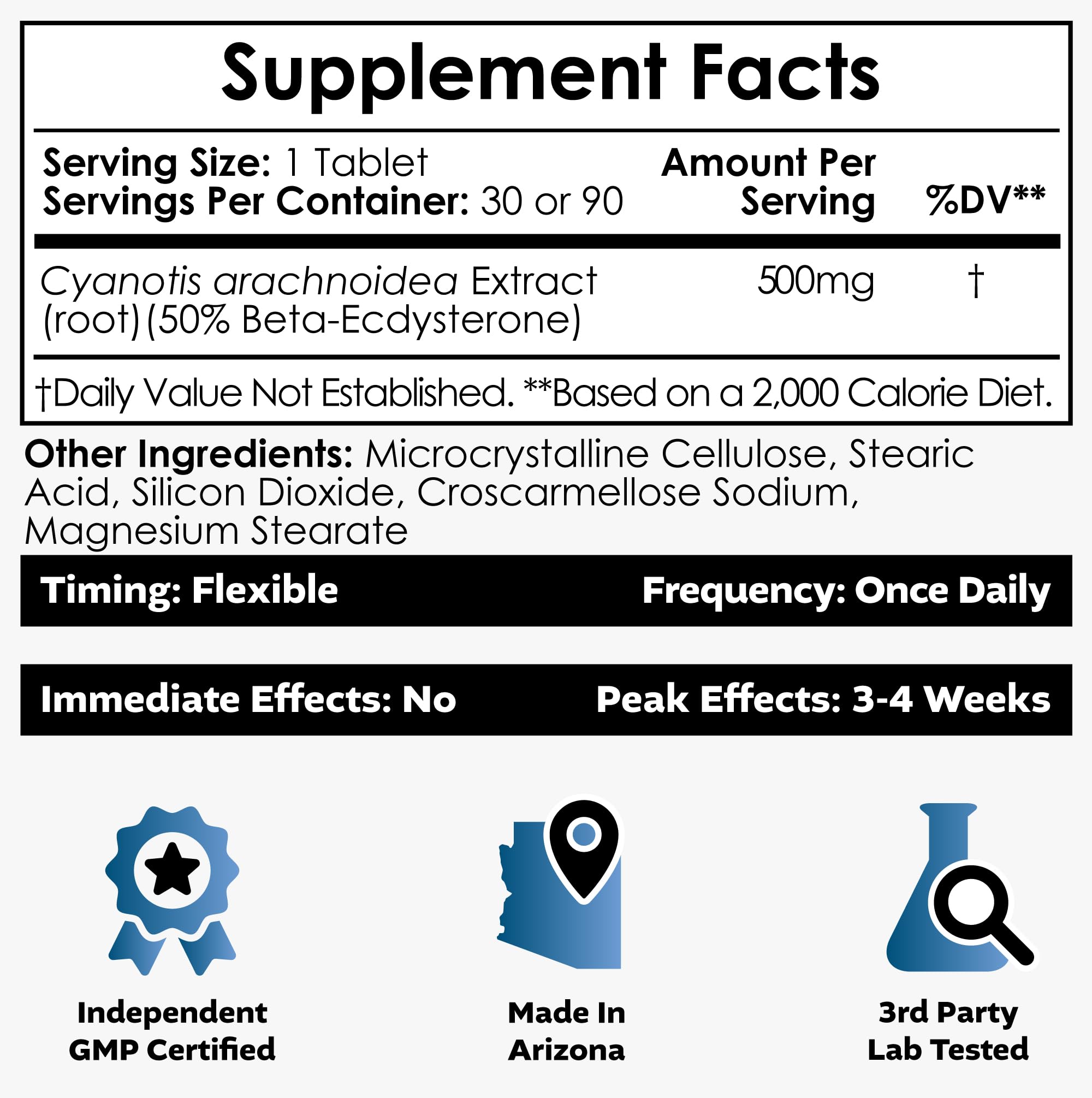 Cyanotis arachnoidea extract label on Nootropics Depot bottle highlighting source details.
