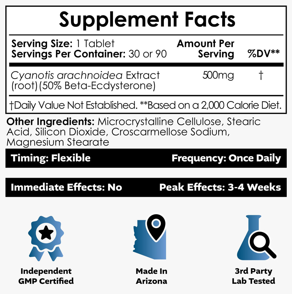 Cyanotis arachnoidea extract label on Nootropics Depot bottle highlighting source details.