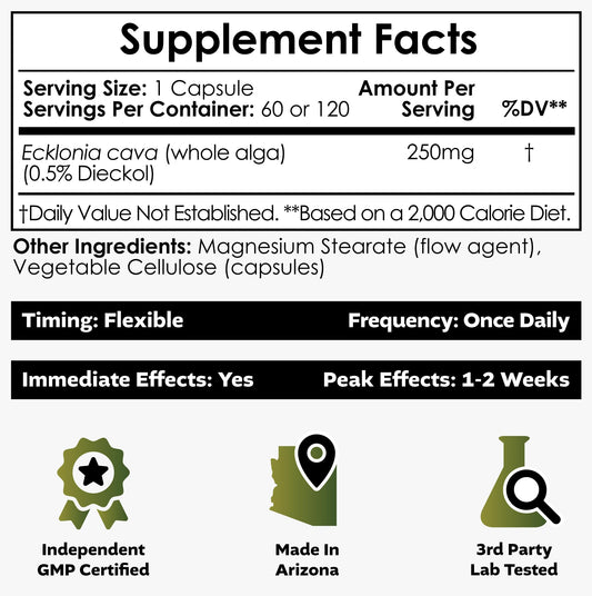 Nootropics Depot Ecklonia Cava capsules packaging detail emphasizing authenticity.