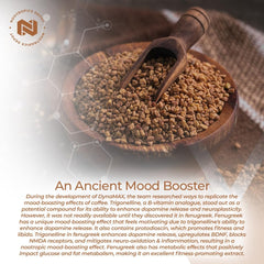 Nootropics Depot fenugreek ingredients panel image communicates quality and purity.