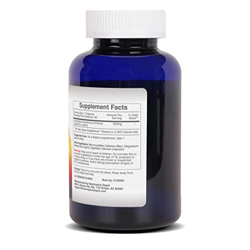 Nootropics Depot bottle with glass, suggesting energy and mood support.