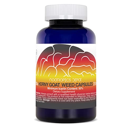 Nootropics Depot Horny Goat Weed bottle close-up for daily vitality routines