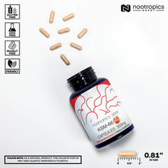 Nootropics Depot KSM-66 Ashwagandha label highlights purity and strength.
