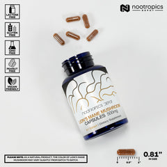 Nootropics Depot Lions Mane label detail displaying dual extract information