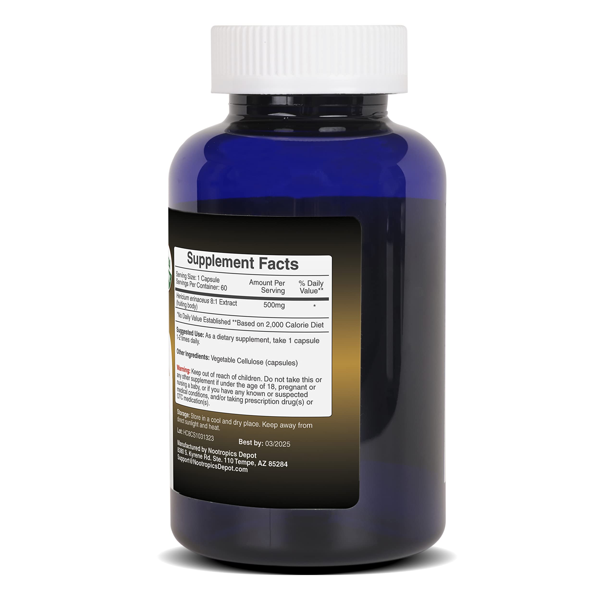 Nootropics Depot Lions Mane sealed package ready for daily use