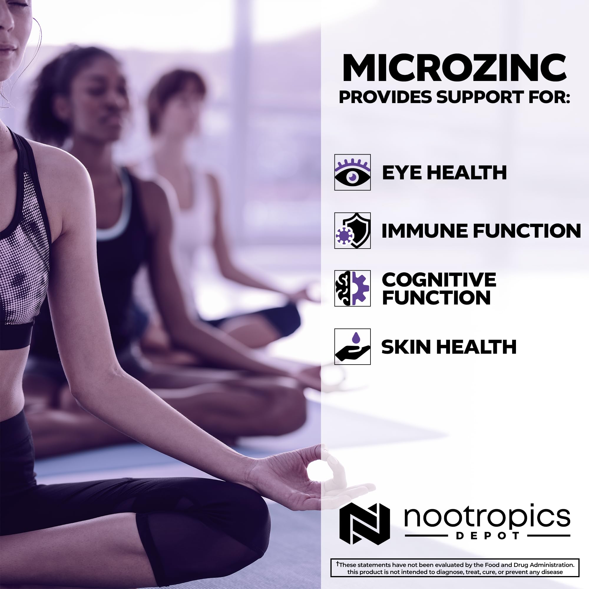 Nootropics Depot MicroZinc packaging demonstrates clear daily dosage.