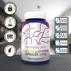 NAC capsules side view in bottle, compact for travel and daily routines