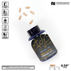 Label view of Nigella Sativa extract capsules showing standardized content and bottle size