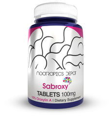 Nootropics Depot Sabroxy tablets front view for focused sessions.