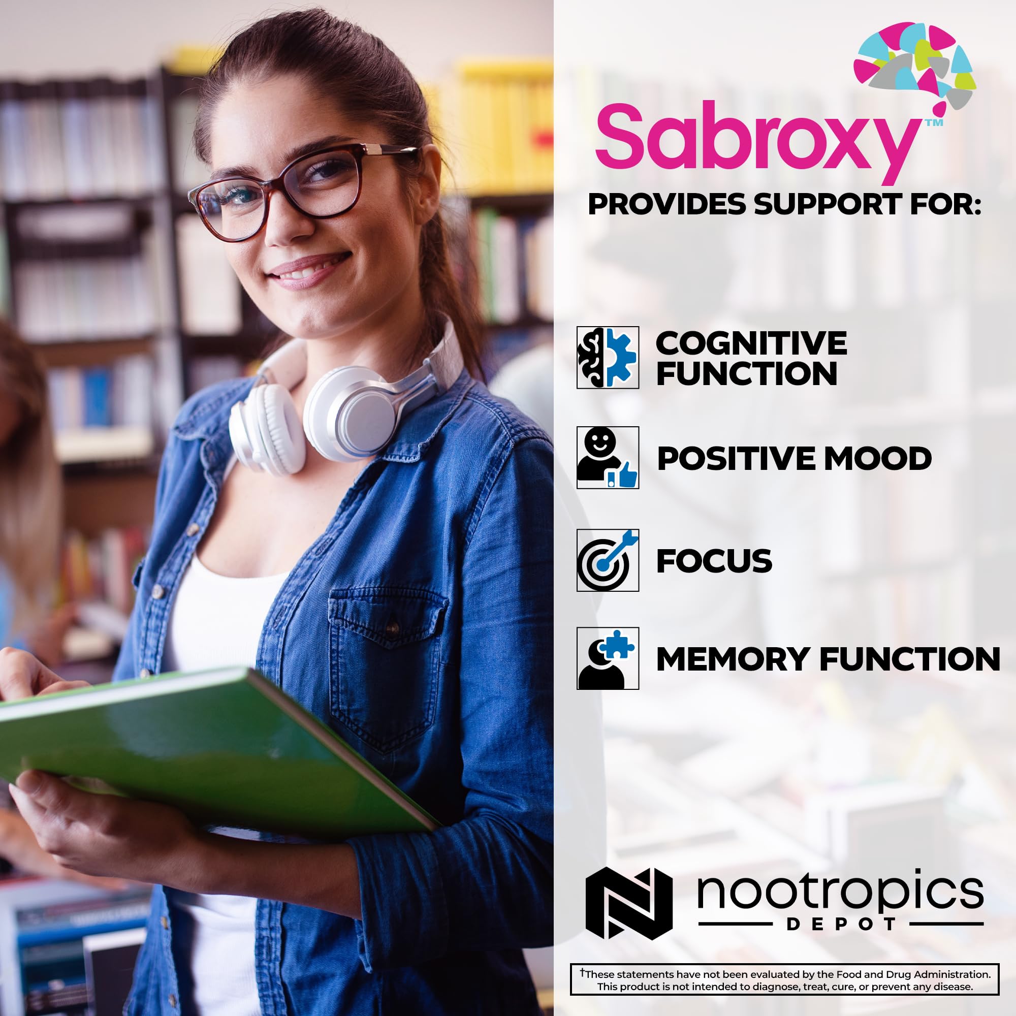 Nootropics Depot Sabroxy tablets close-up showing tablet texture