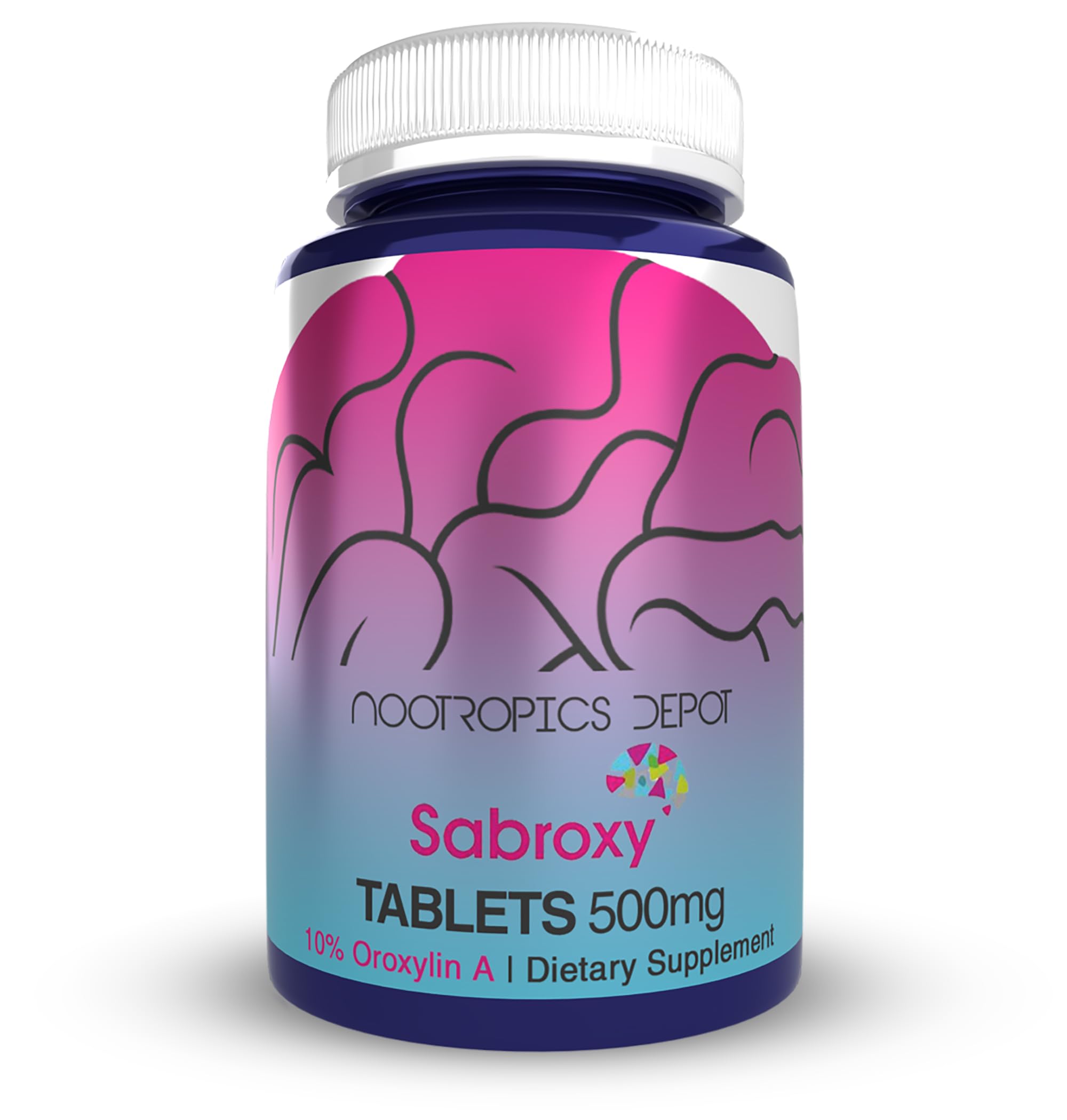 Nootropics Depot Sabroxy tablets front view for focused supplementation