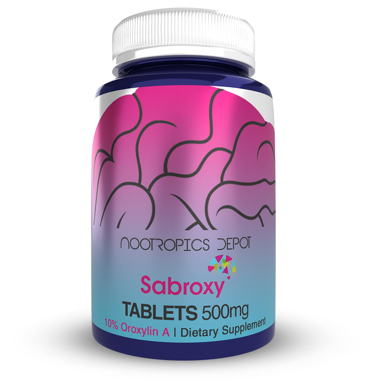 Nootropics Depot Sabroxy tablets front view for focused supplementation
