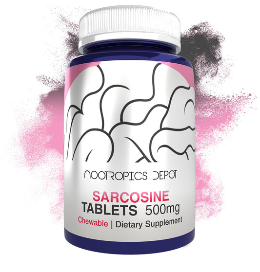 Nootropics Depot Sarcosine tablets 500mg bottle front – may promote well being