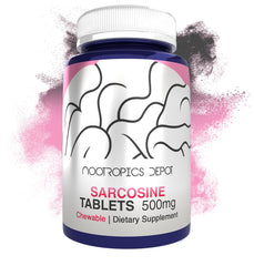 Nootropics Depot Sarcosine tablets 500mg bottle front – may promote well being