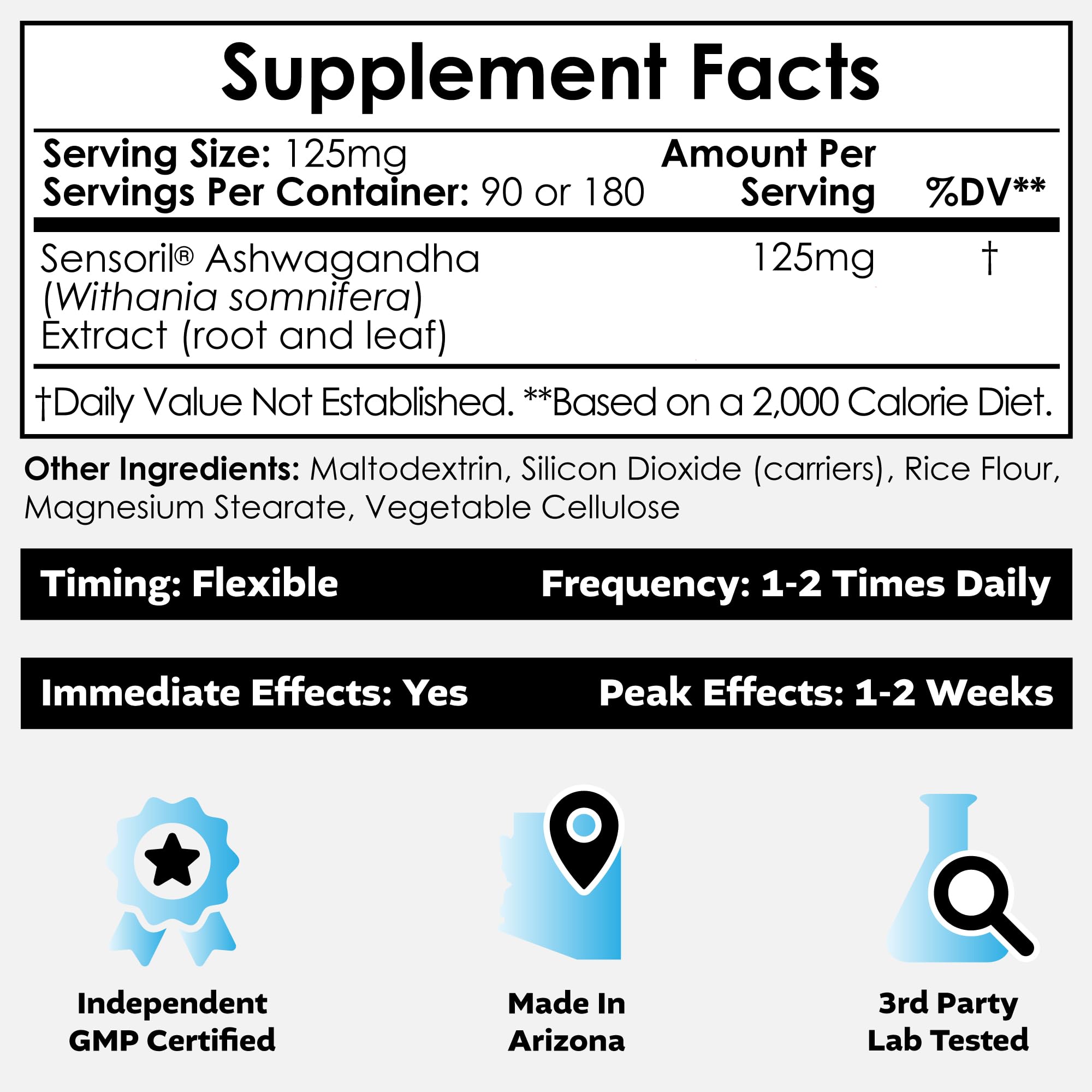 Nootropics Depot Sensoril 180-count bottle label for daily use