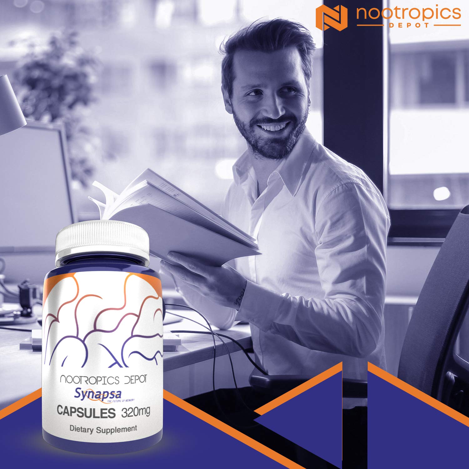 Nootropics Depot Synapsa Bacopa capsules label detail highlights standardized extract reliability