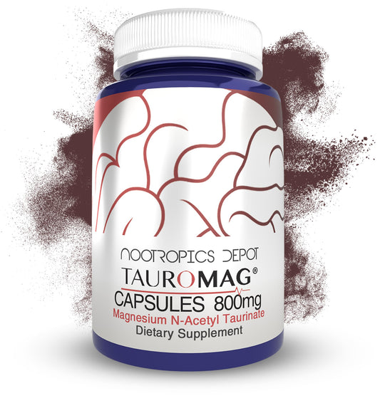 Nootropics Depot Tauromag bottle front shows magnesium N-acetyltaurate support