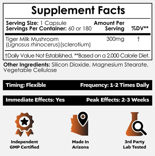 Nootropics Depot Tiger Milk Mushroom bottle front for daily cognitive support