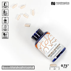 Nootropics Depot Tiger Milk Mushroom label close-up notes beta glucans