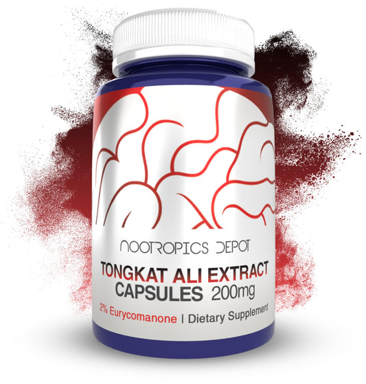 Nootropics Depot Tongkat Ali capsules 200mg bottle image supports energy for workouts