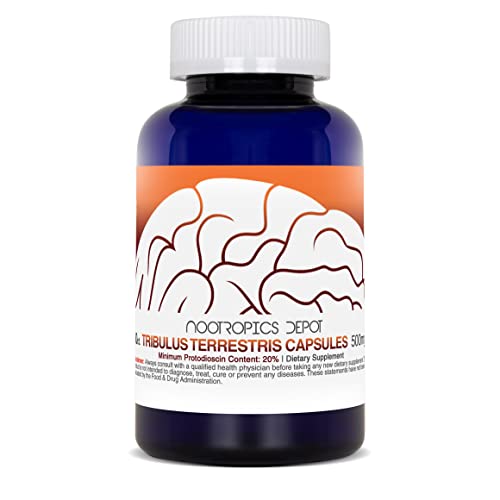 Closeup of Nootropics Depot Tribulus capsules showing the 60 count pack.