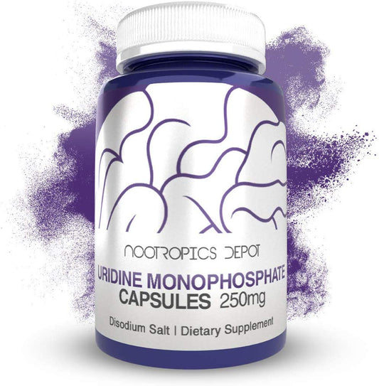 Nootropics Depot Uridine Monophosphate capsules bottle for daily cognitive support