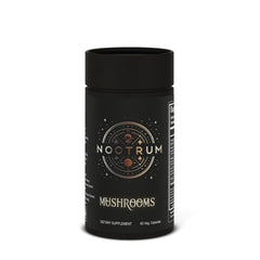 Nootrum Mushrooms capsules bottle on a clean desk for daily wellness and focus support.
