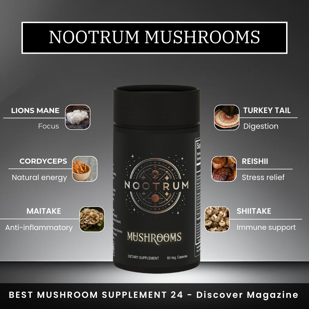 Nootrum Mushrooms packaging setup ready for daily use and convenience.