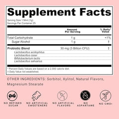 NOOZ Probiotic Mints 300-mints pack with CGMP testing label for quality.